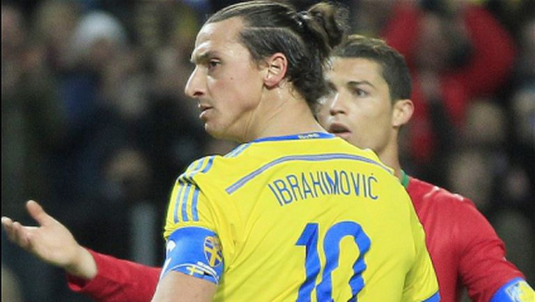 Реакциите на Ибра и Кристиано в мача Швеция - Португалия (видео)