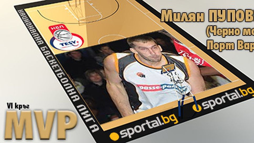 Милян Пупович - MVP на VI кръг на TESY НБЛ