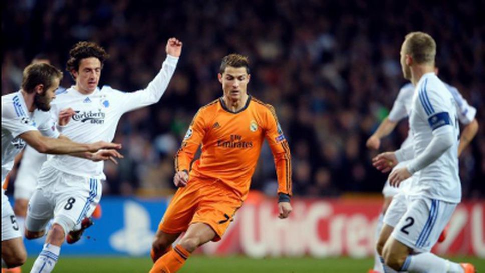 Рекорден Кристиано с гол, греда и пропусната дузпа, Реал Мадрид превзе Копенхаген (видео)