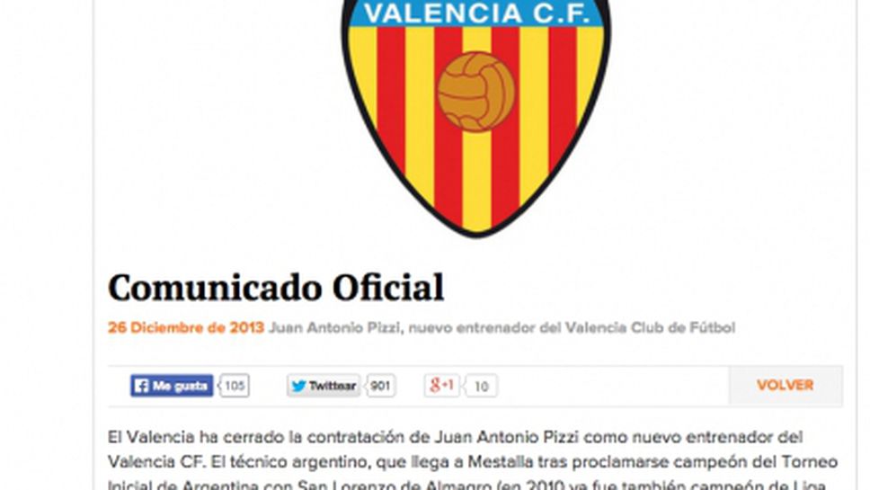 Официално: Валенсия обяви идването на Пици