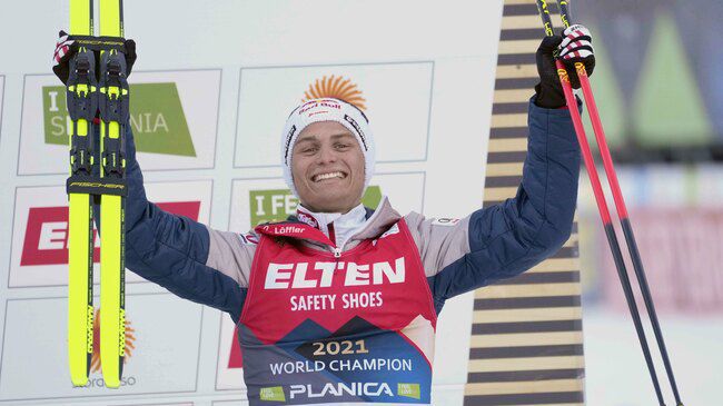 Австриецът Йоханес Лампартер спечели Световната купа по ски-северна комбинация. Той