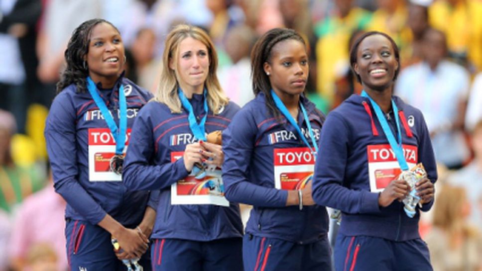 Сълзи за женската щафета на Франция на 4 по 100 м в Москва - отнеха им сребърните медали