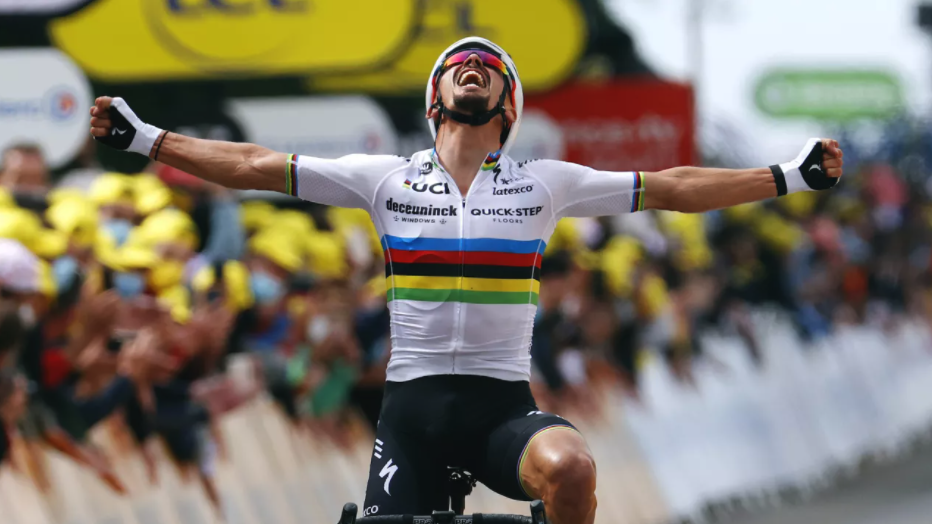 Алафилип спечели първия етап от Обиколката на Франция, две много тежки падания белязаха старта