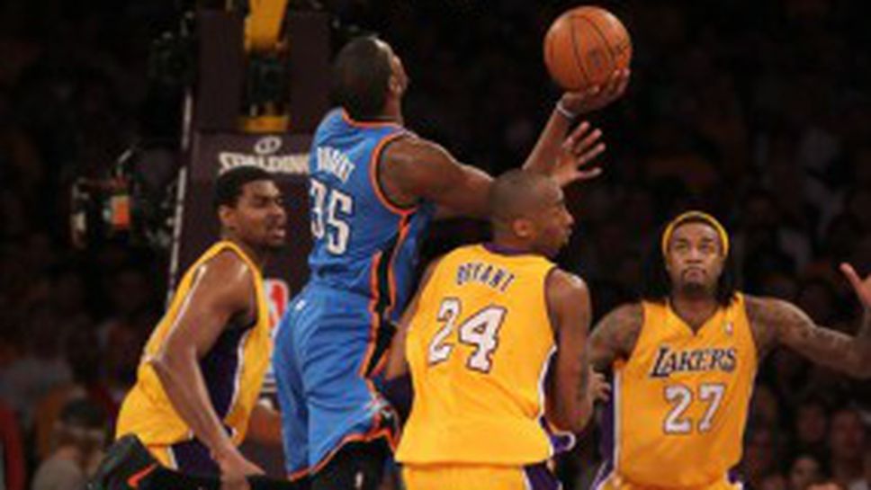 Оклахома Сити елиминира Лейкърс, Бостън поведе на Филаделфия