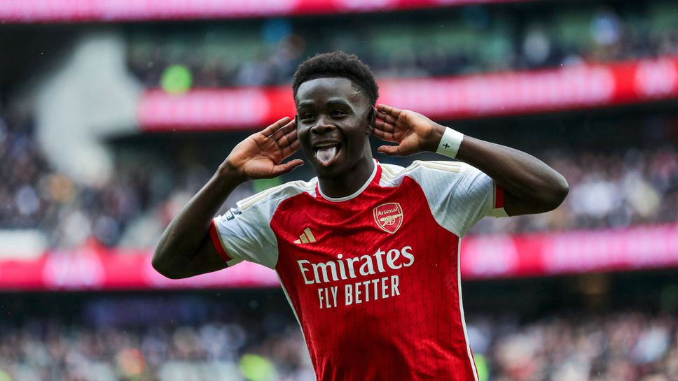 Букайо Сака откри за Арсенал с гол от дузпа в края на първото полувреме