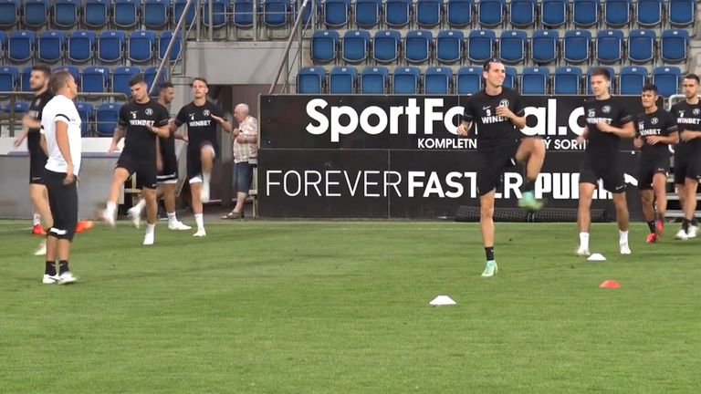 Локомотив (Пловдив) проведе официалната си тренировка на стадион "Мирослав Валенти" в Ухерске Храдище