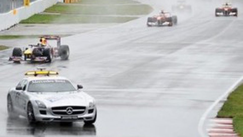 Прекратиха Гран при на Канада за повече от 2 часа, Фетел води след рестарта