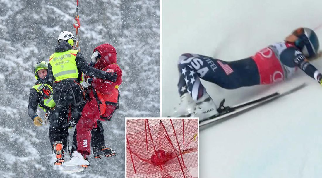 Хеликоптер откара Линдзи Вон в болница след падането ѝ в Кран Монтана