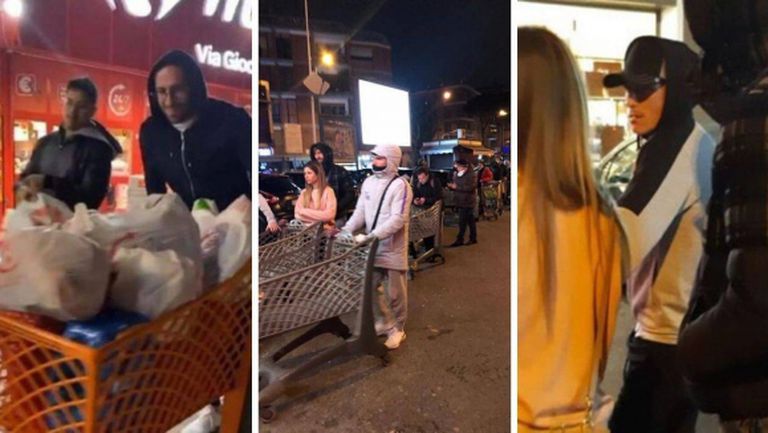 Снимаха играчи на Наполи да се презапасяват с храна и продукти