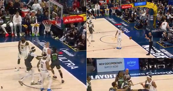 Skandalozan potez igrača Minesote: Mekdenijels bezobrazno s leđa gurnuo Jokića, srpski centar "odleteo" u publiku! Umalo tuča na parketu /VIDEO/