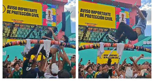 Ludilo ispred stadiona: Meksikanci lansirali jedni druge preko “mosta” plastičnih čaša! /VIDEO/