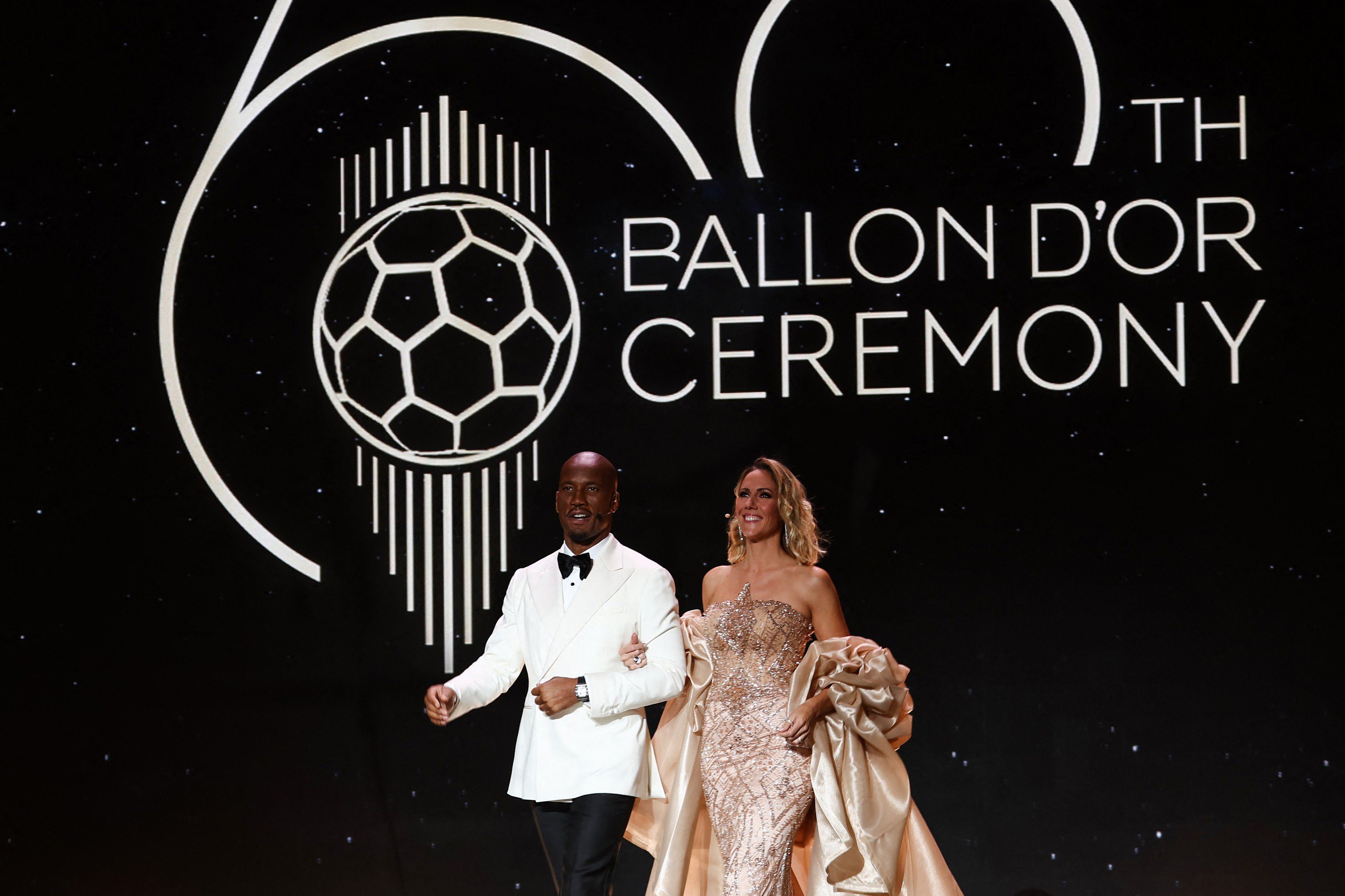 Didije Drogba i Sandi Eriber, voditelji programa na ceremoniji dodele Zlatne lopte