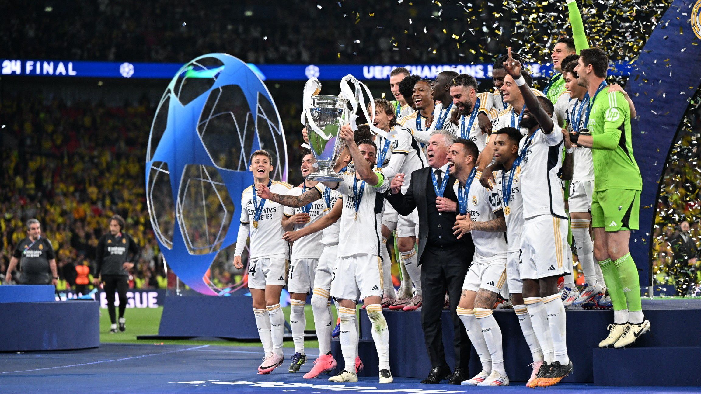 A Real Madrid 2022 után újra megnyerte a Bajnokok Ligáját, összességében pedig már tizenötször emelhette magasba a trófeát. (Fotó: Getty Images)