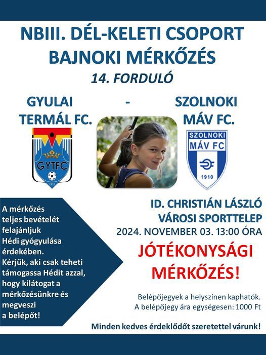 A legfontosabb tudnivalók egy helyen (Fotó: facebook.com/gyulaitermalfc)