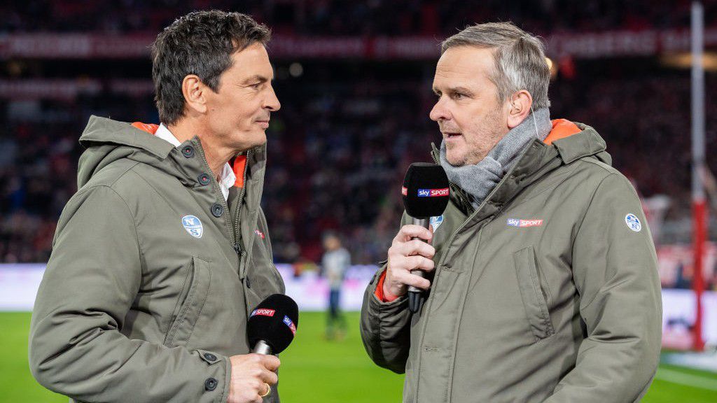 Hamann (jobbra) egy Bayern München–RB Leipzig bajnokin a Sky Sports szakkommentátoraként (Fotó: GettyImages)