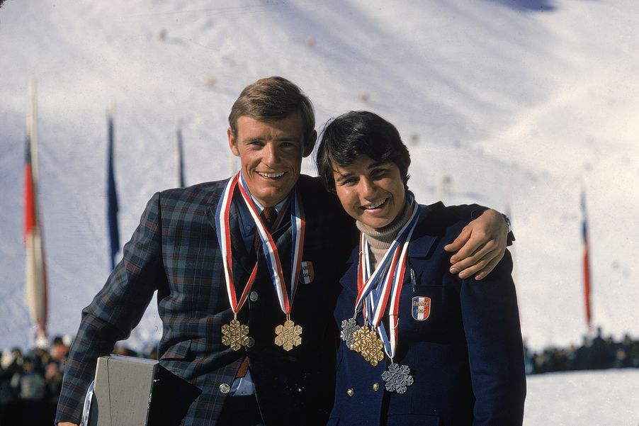 Az 1966-os chilei alpesi-vb két francia szupersztárja: Jean-Claude Killy és Marielle Goitschel. Utóbbi itt volt a csúcson: három aranyat és egy ezüstöt nyert (Fotó: GettyImages)