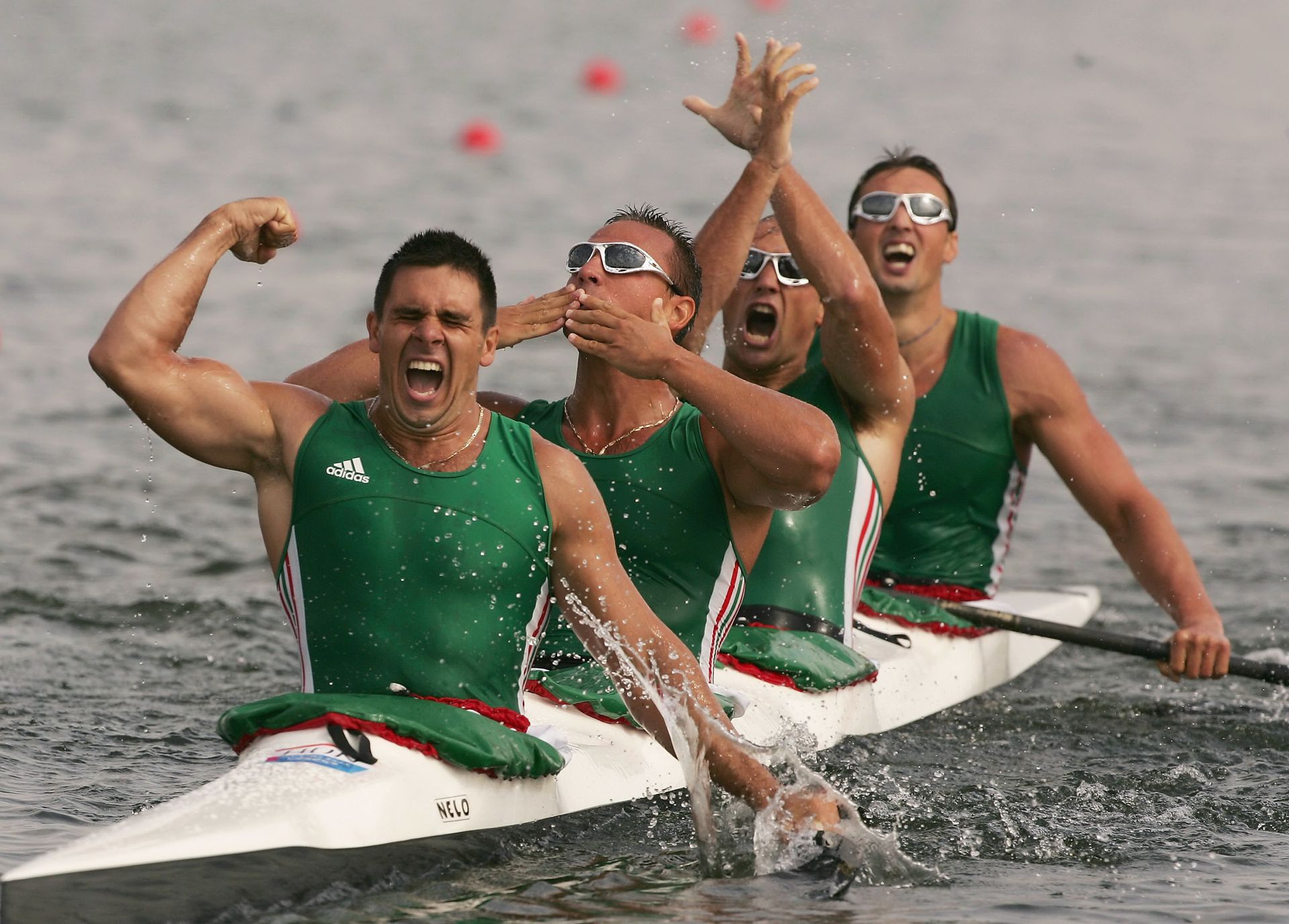 A 2004-es athéni játékokon szerezte harmadik olimpiai aranyát Kammerer (balról) Storcz Botonddal, Vereckei Ákossal és Horváth Gáborral /Fotó: Getty Images