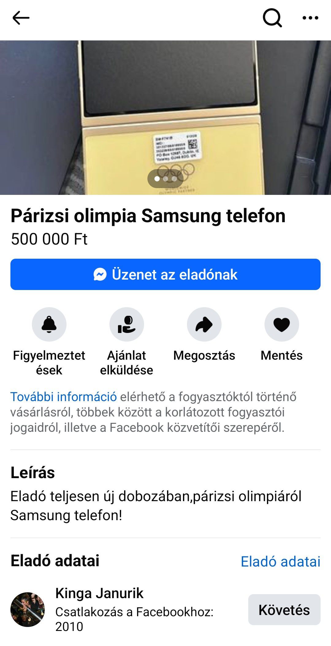 Janurik Kinga a Marketplace-en hirdette az egyedi mobilt (Fotó: Facebook)