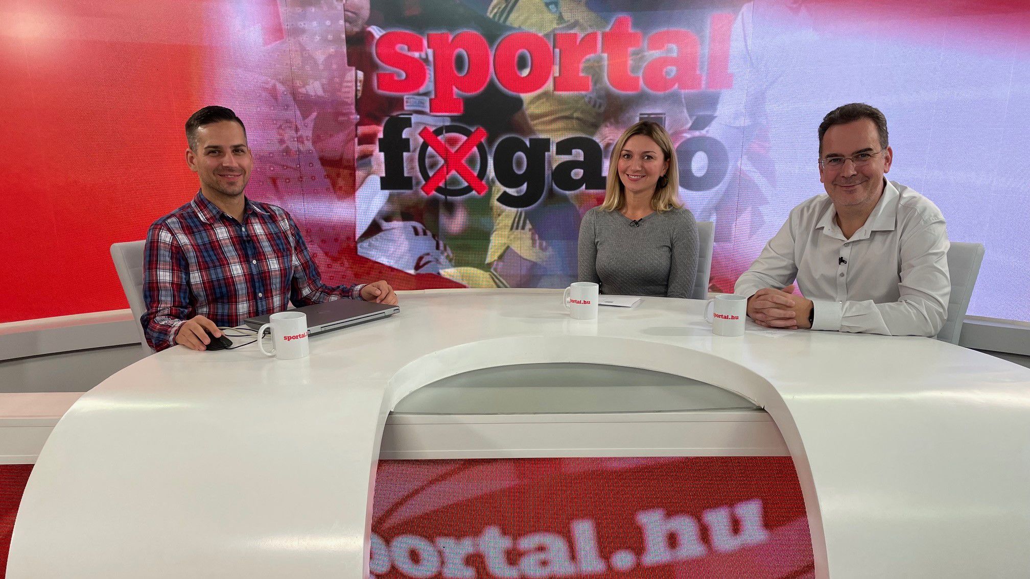 A Sportál Tv stúdiójában: Cselleng Ádám, Norsics Niki és Kecskés István