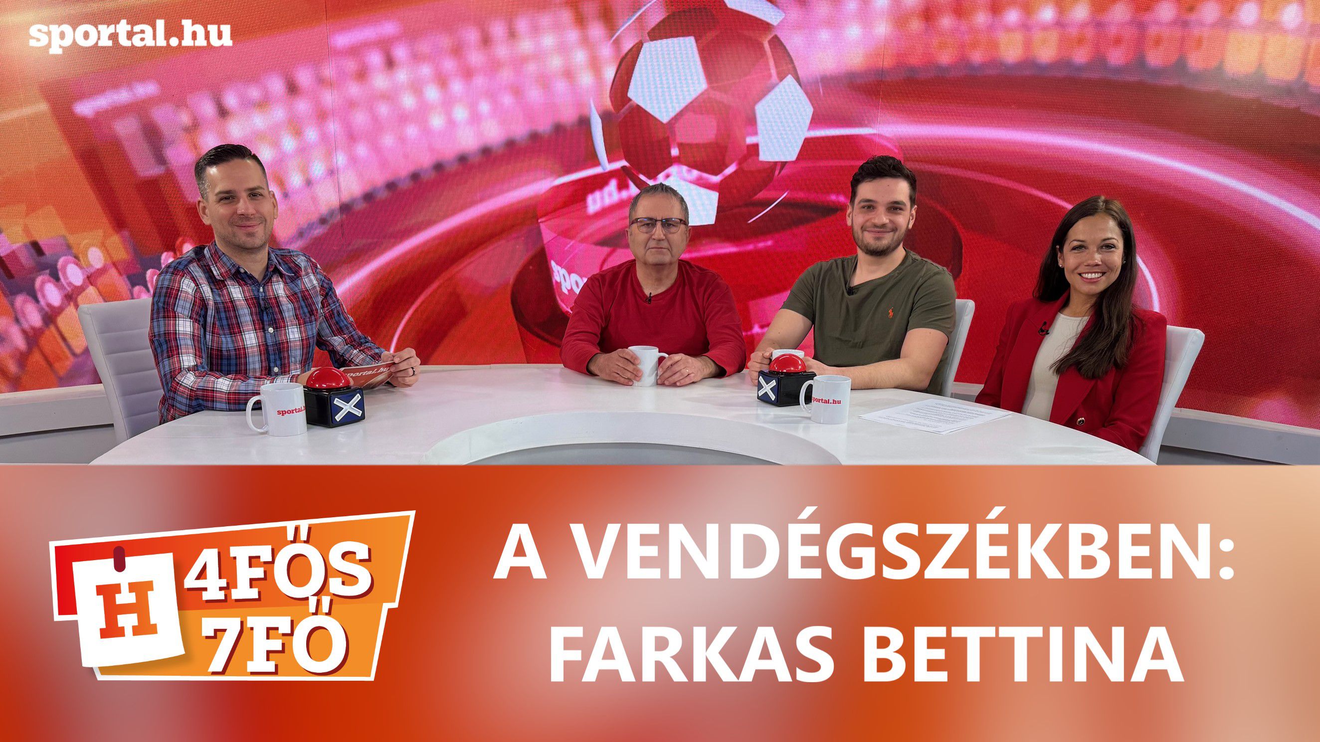A Sportál Tv stúdiójában: Cselleng Ádám, Szekeres Tamás, Cseh Benjámin és Farkas Bettina