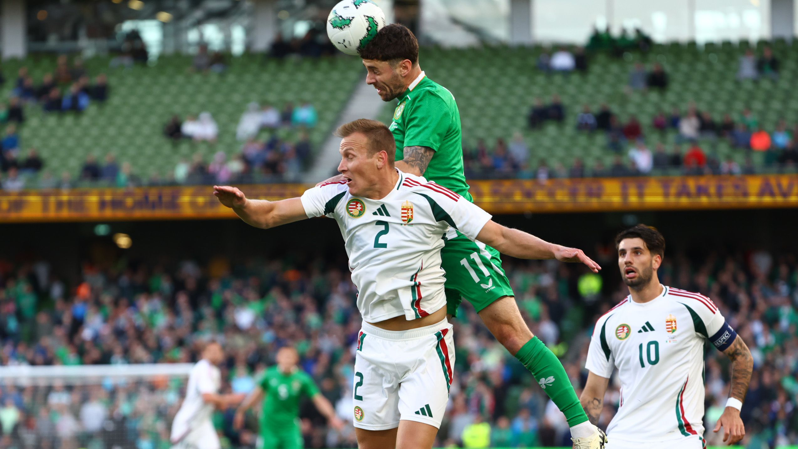 Lang Ádám góljával egyenlített a magyar válogatott Írország ellen, ám a 92. percben kapott góllal Marco Rossi együttese végül vereséget szenvedett Fotó: Zsolnai Péter
