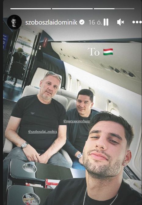 Édesapja, Szoboszlai Zsolt (balról) és menedzsere, Esterházy Mátyás is elkísérte a futballistát Liverpoolba / Fotó: Instagram