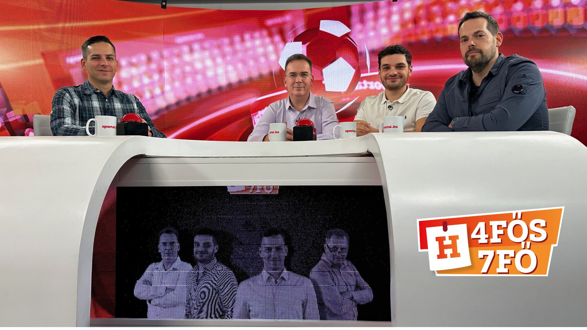 A Sportál Tv stúdiójában: Cselleng Ádám, Kecskés István, Cseh Benjámin és Filippov Gergely