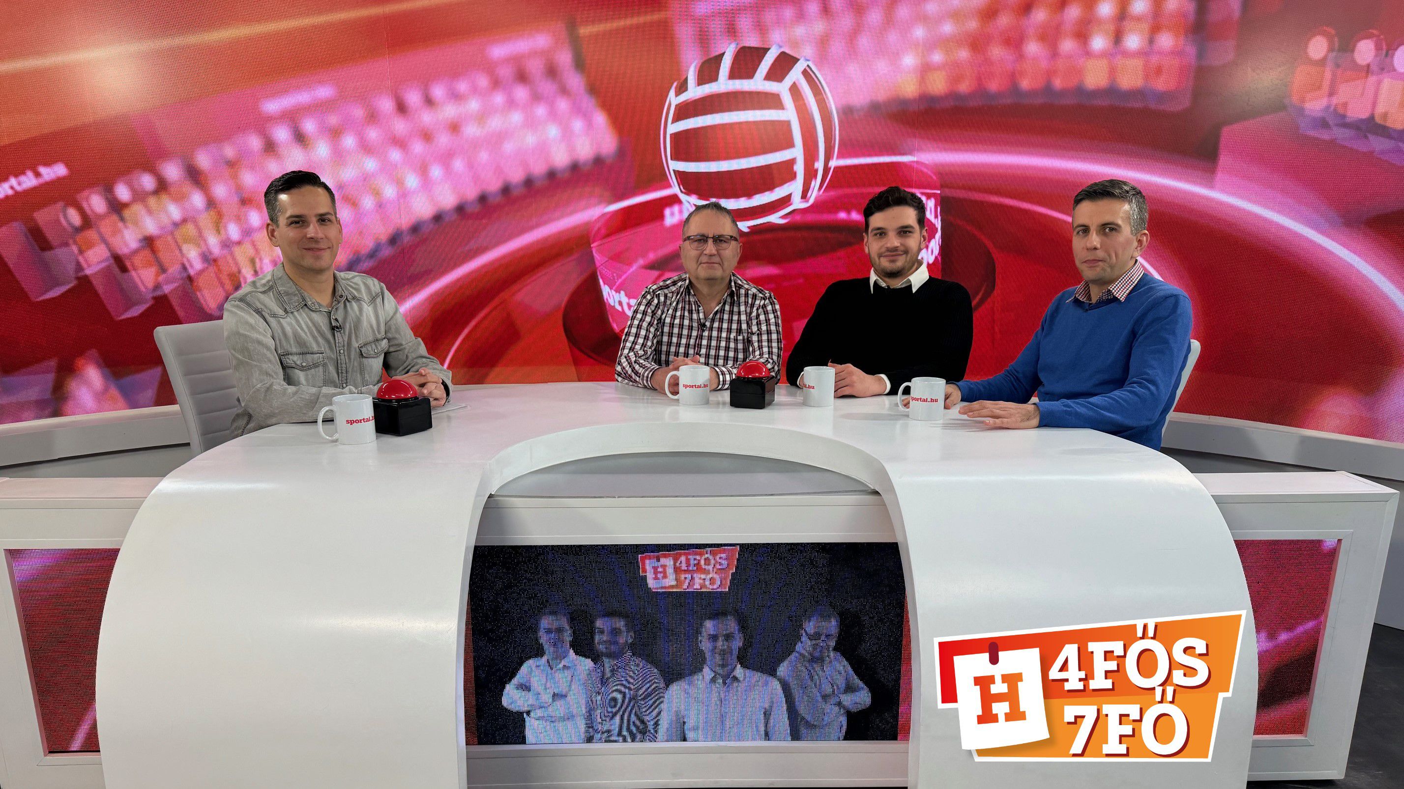 A Sportál Tv stúdiójában: Cselleng Ádám, Szekeres Tamás, Cseh Benjámin és Sipőcz József