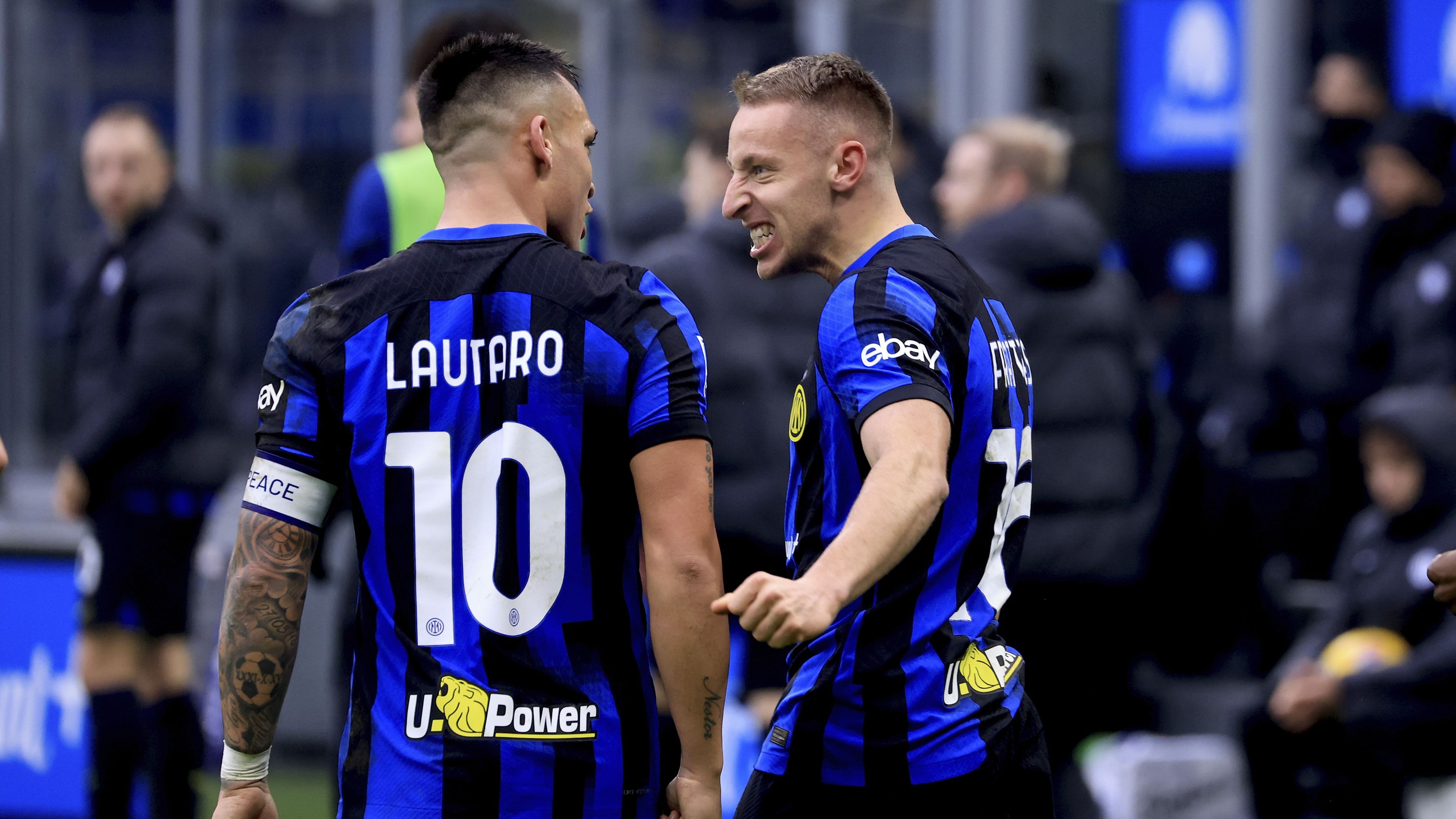 Az Inter két gólszerzője, Lautaro Martínez és Davide Frattesi