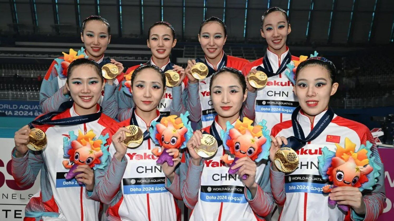 A kínaiak az eddigi hat szinkronúszó számból négyet megnyertek Dohában (Fotó: worldaquatics.com)