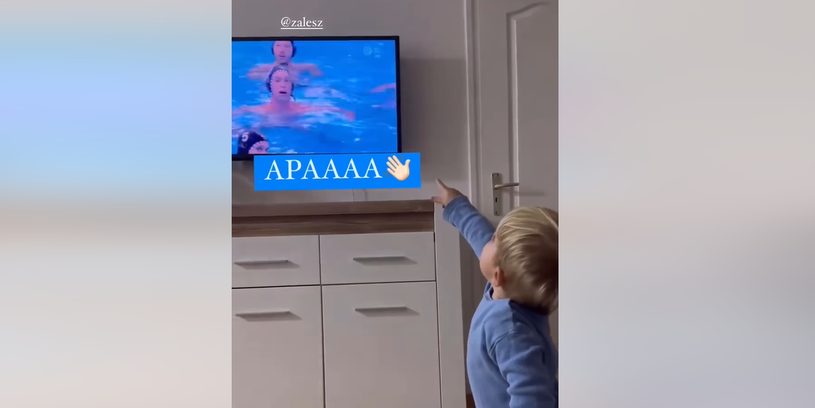 Videó: „Ott van apa!” – Zalánki Gergő kisfia otthonról szurkolt édesapjának