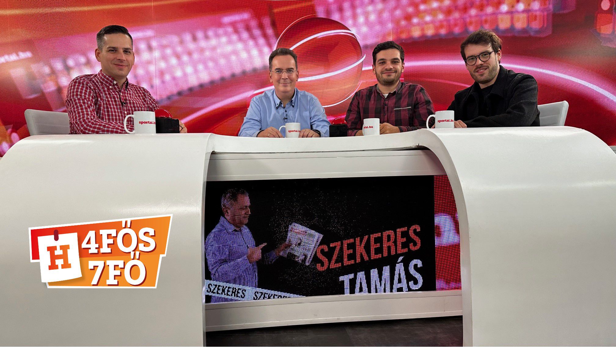 A Sportál Tv stúdiójában: Cselleng Ádám, Kecskés István, Cseh Benjámin és Kovács Levente