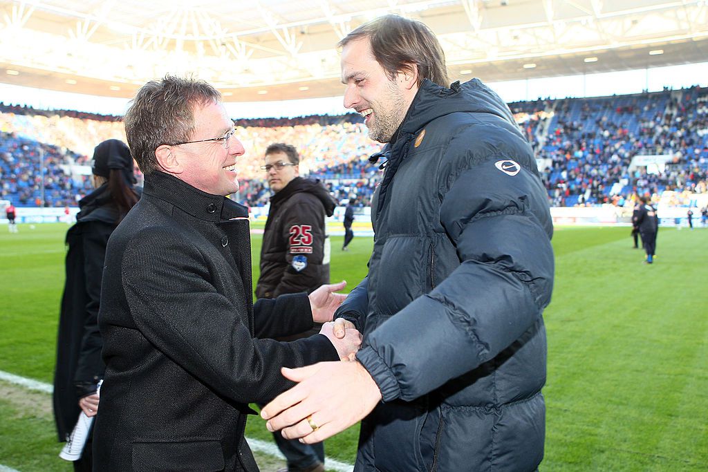 Egy régi emlék: Ragnick (balra) a Hoffenheim edzőjeként és Tuchel a Mainz mestereként gratulál egymásnak egy bajnoki mérkőzés után (Fotó: GettyImages)