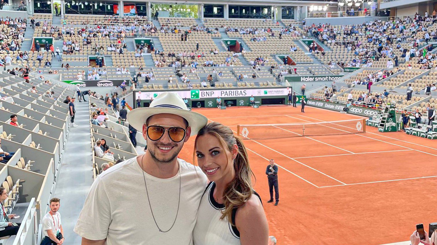 Vida Máté és párja a tenisz egyik szentélyében
/ Fotó: Instagram