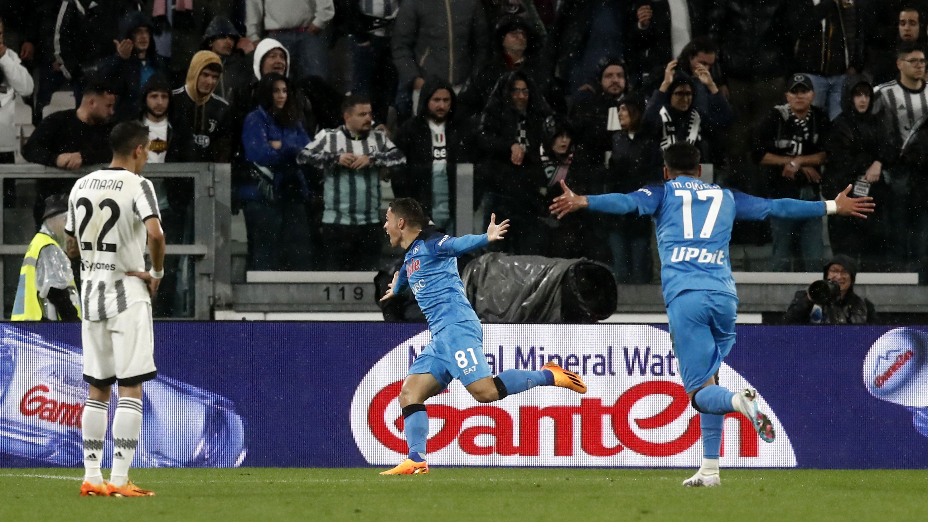 Áprilisban Giacomo Raspadori hosszabbításban szerzett góljával a Napoli idegenben győzött a Juventus ellen. (Fotó: Getty Images)