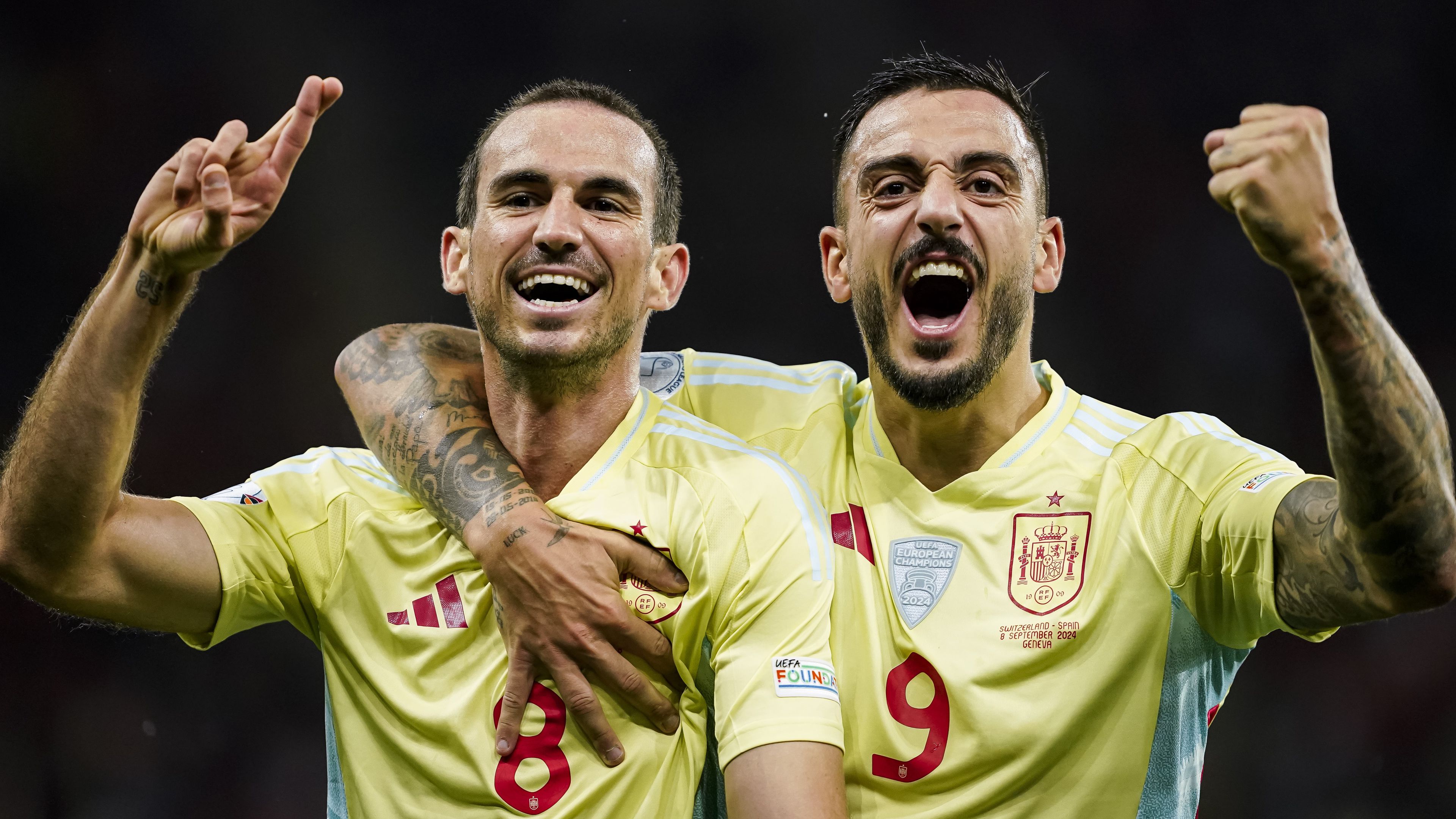 Az első két spanyol gól szerzői: Fabián Ruiz és Joselu