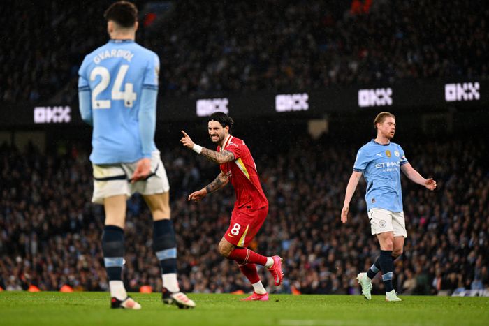 Szoboszlai Dominik legutóbb betalált a Manchester City otthonában, vajon megteszi ismét? (Fotó: Getty)