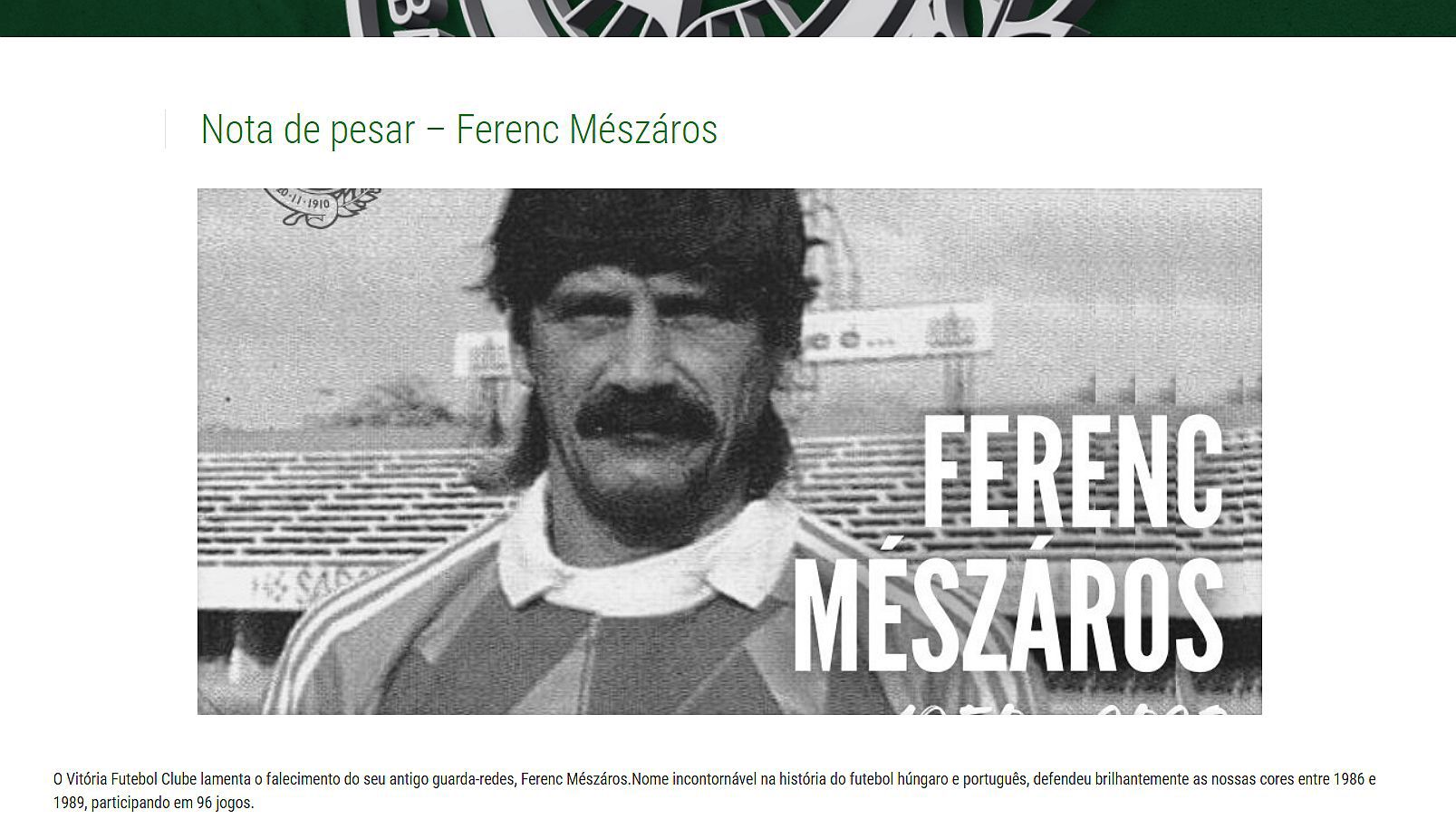 Portugál klubjai is gyászolják Mészáros Ferencet