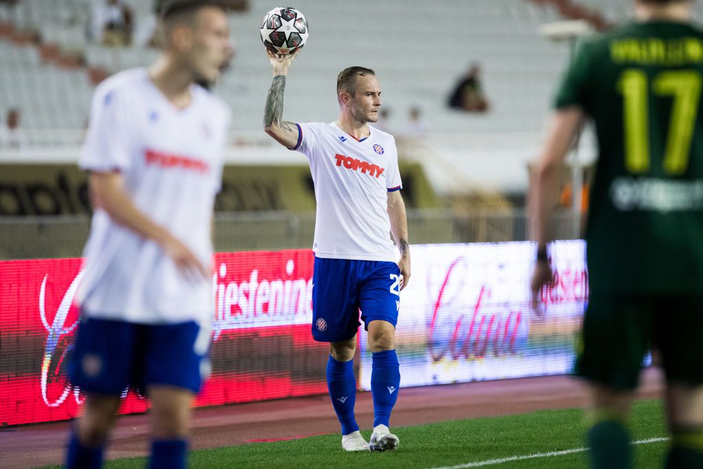 Lovrencsics Gergő, a Hajduk Split védője csapata Európai Konferencia-liga mérkőzésén (Fotó: Getty Images)