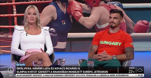 Hámori Luca és Kovács Richárd. Csötönyi azt tanácsolja kései utódának, hogy az ilyen sikereket kellene meglovagolni (Fotó: M1 via boxing.hu)