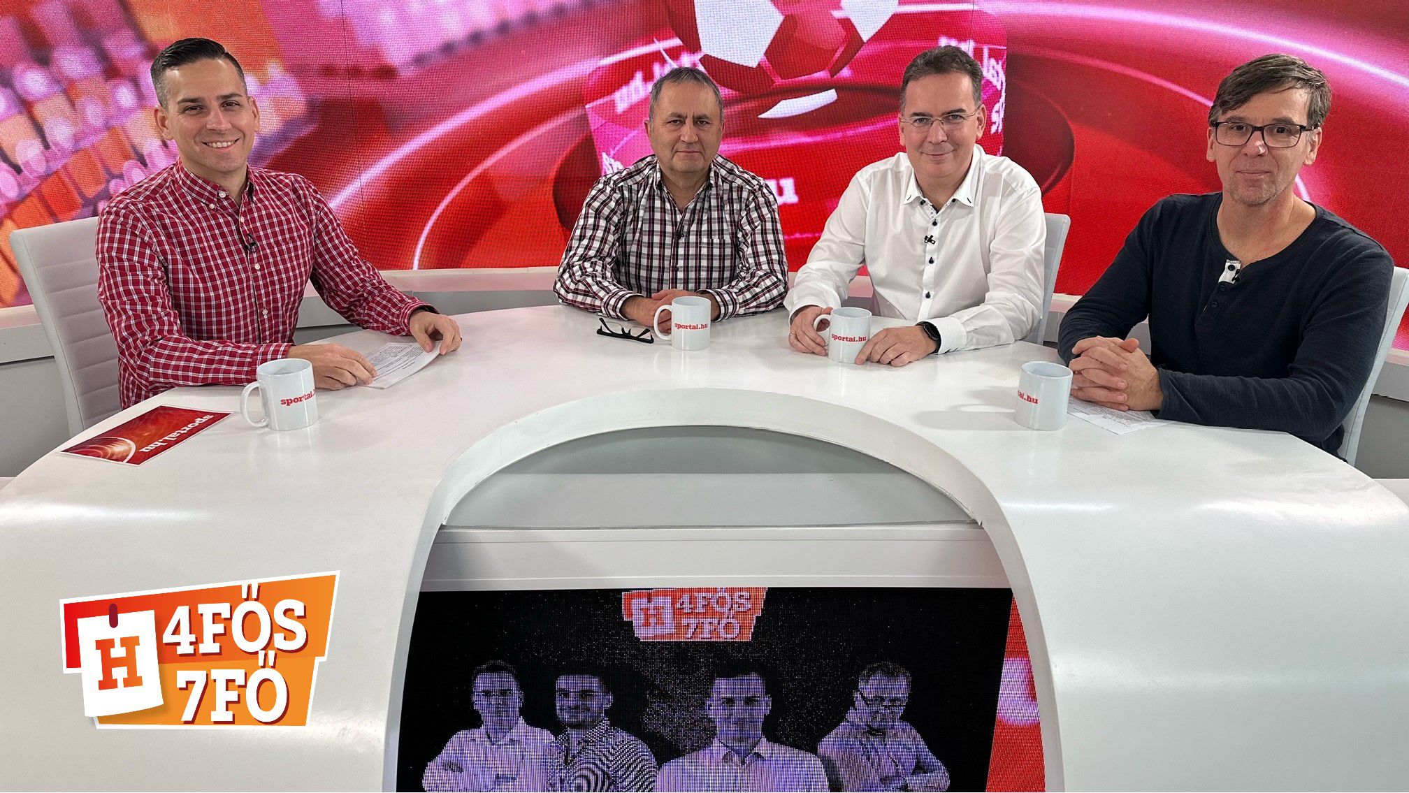 A Sportál Tv stúdiójában: Cselleng Ádám, Szekeres Tamás, Kecskés István és Somos Zoltán