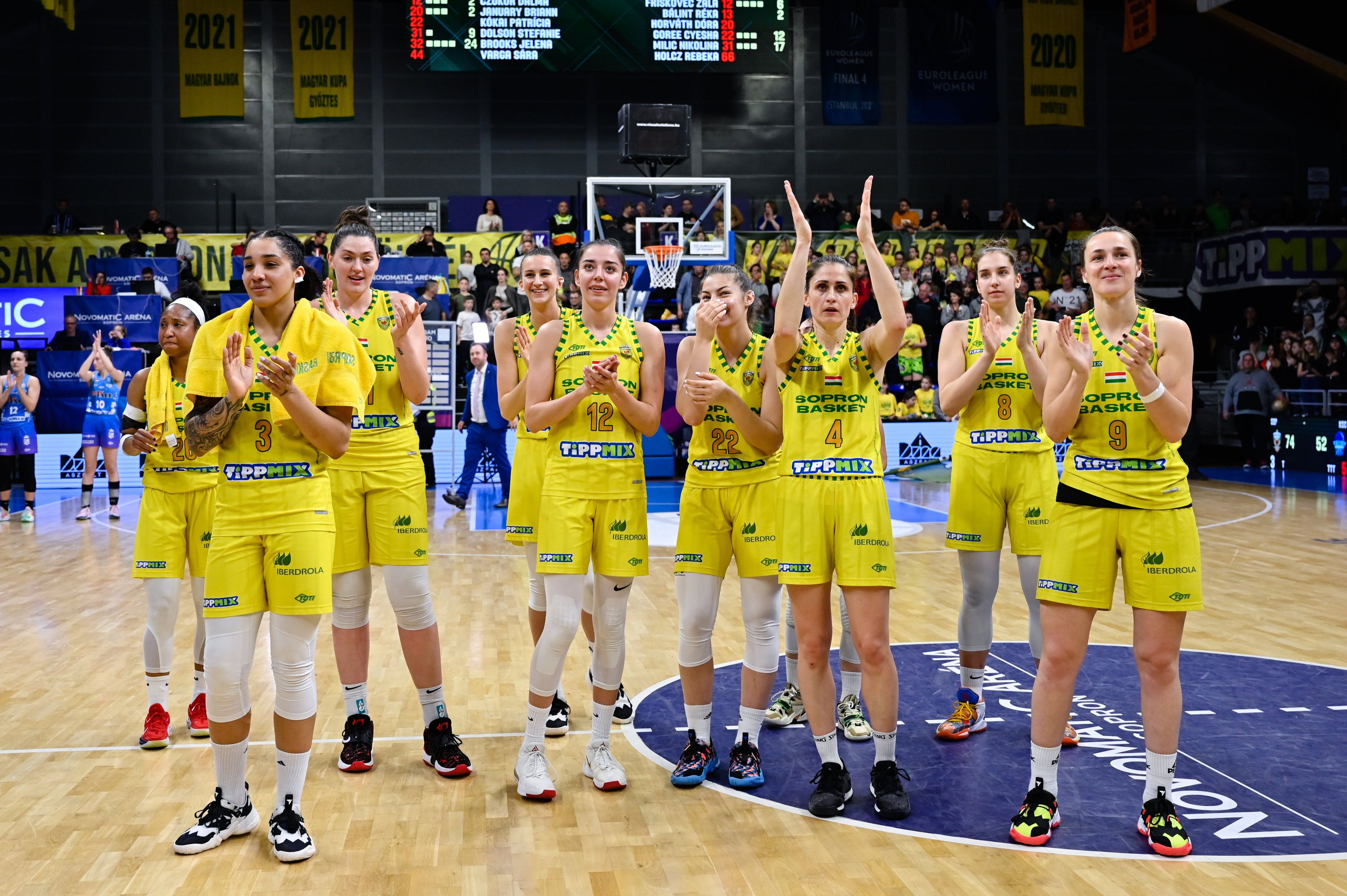 A Sopron Basket újabb hazai sikert ünnepelt a női Euroligában (Fotó: MTI)