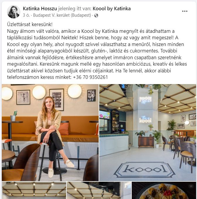 Egyesek szerint furcsa, hogy Katinka a közösségi oldalán keres befektetőtársat/Facebook