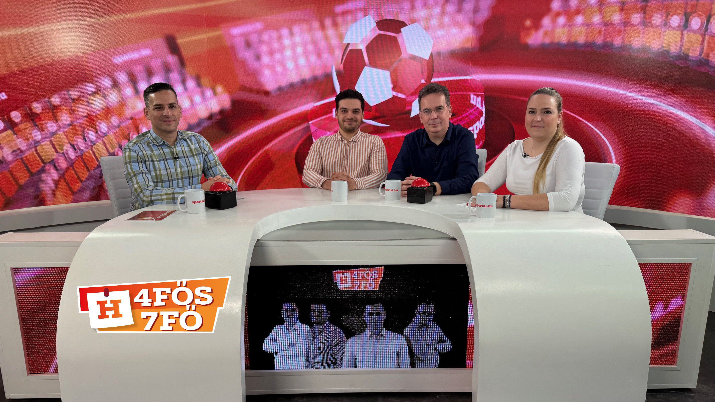 A Sportál Tv stúdiójában: Cselleng Ádám, Cseh Benjámin, Kecskés István és Oláh Andrea