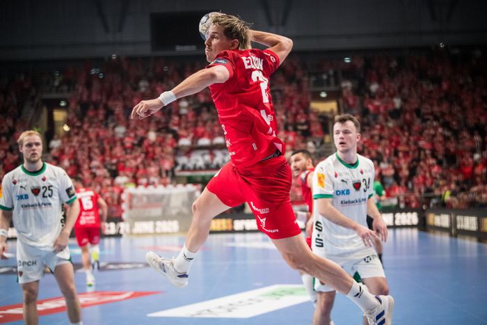 Bjarki Már Elísson nyolc góllal járult hozzá a vártnál is fölényesebb sikerhez (Fotó: One Veszprém)