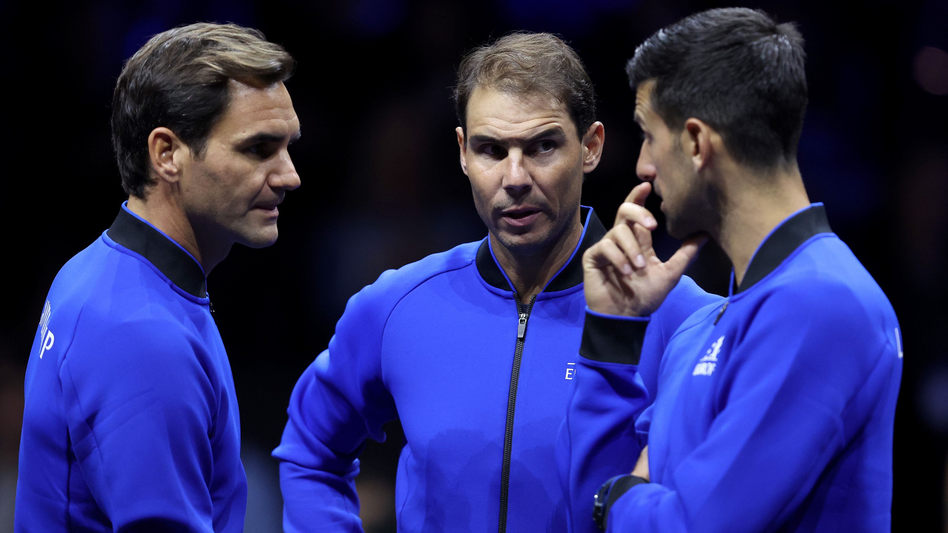 A 66 Grand Slam-tornát nyerő nagy hármas a tavalyi Laver Kupán (balról): Federer, Nadal és Djokovics (Fotó: Getty Images)