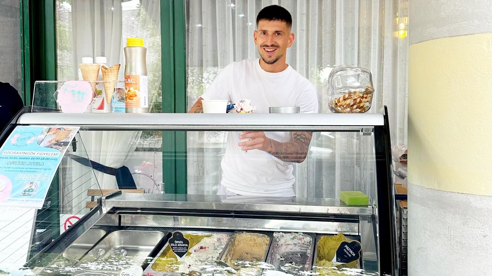 Magyar Kupa-győztes védő a fagylaltos pult mögött