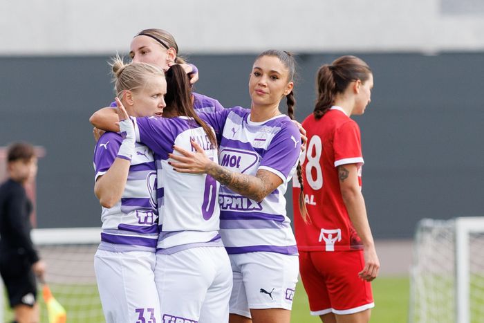 A lila-fehérek négy gólt lőttek és elvitték mindhárom pontot Miskolcról. Fotó: Újpest FC