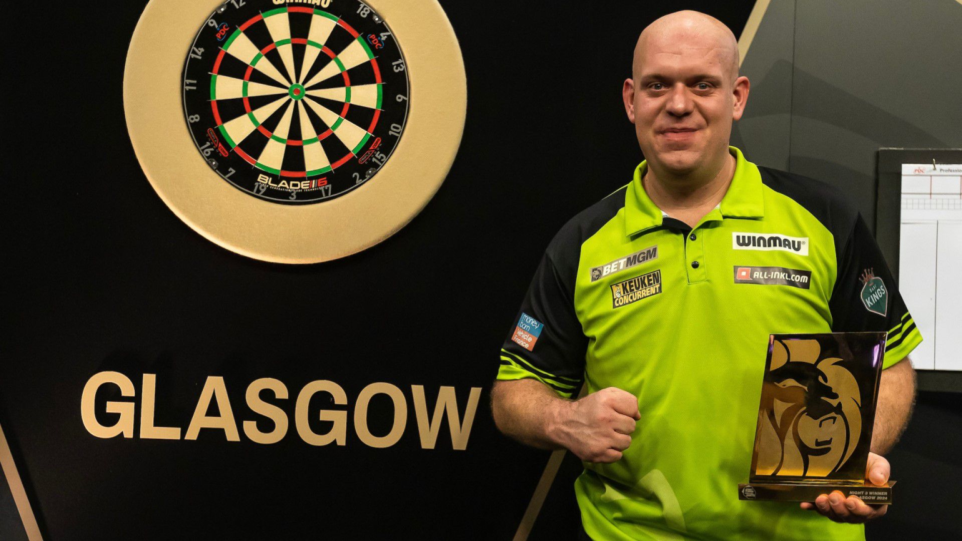 Van Gerwen nem volt a legjobb, de így is megnyerte a glasgow-i PL-fordulót