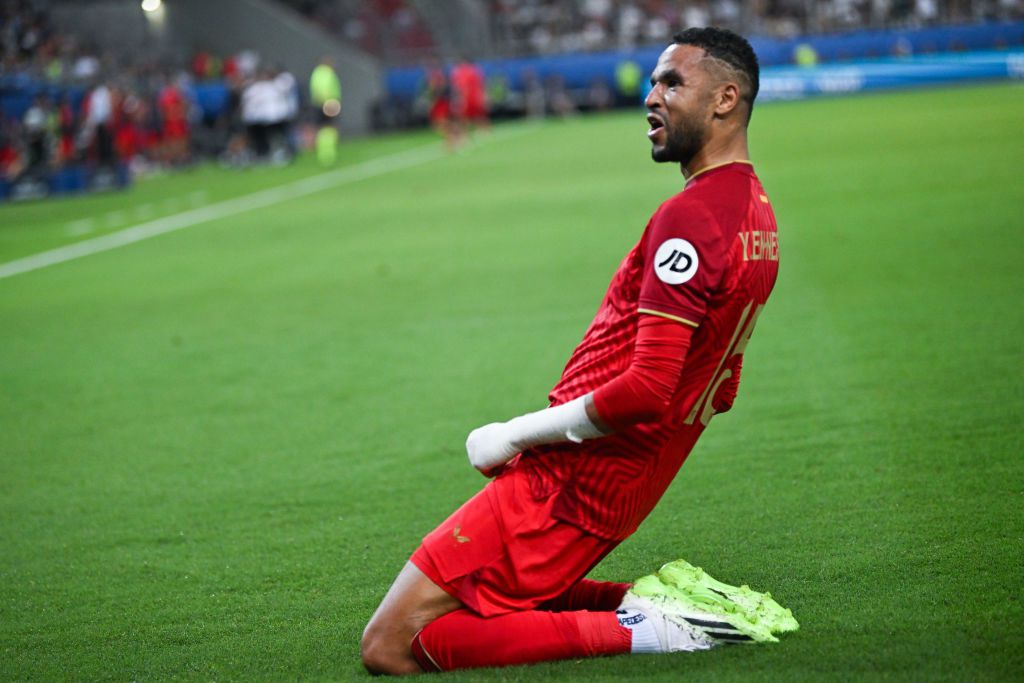 A gólszerző öröme: en-Nesziri fejese után került előnybe a Sevilla a Manchester City ellen Fotó: Getty Images